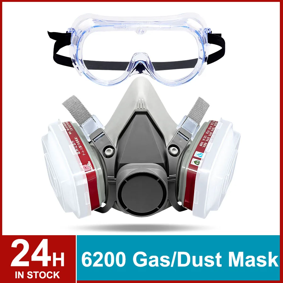 

6200 Mask 7/8 in 1 Set Industry Painting Spray Dust Gas Mask Half Face Adult Chemical Protection with 501 5N11 6001