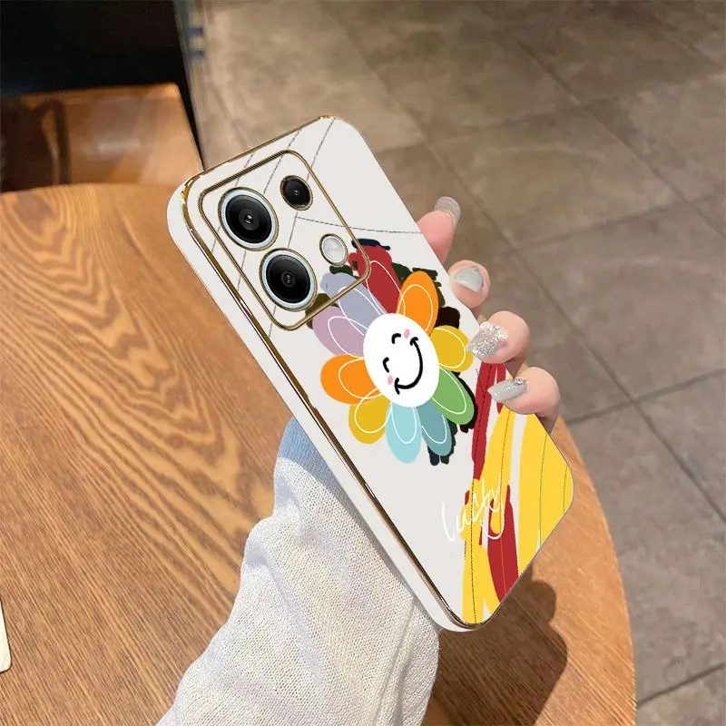 Чехол для телефона с браслетом N ote 13 Happy Flower Xiaomi Redmi Note 12 12S 12R 14Pro 12Pro 13R 13ProPlus 14 14Proplus