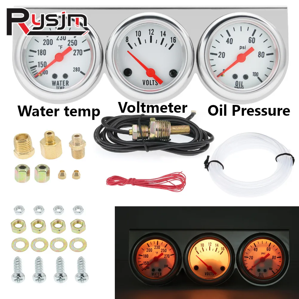 Набор Тройных Манометров 52 Мм Механический 3-в-1 Автоматический Датчик