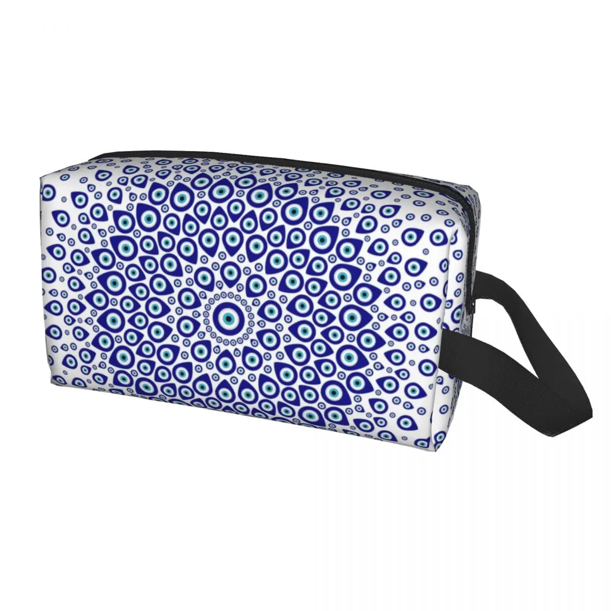 

Nazar Turkish Eye Circular Ornament Travel Toiletry Bag Amulet Boho Hamsa Makeup Cosmetic Organizer Beauty Storage Dopp Kit