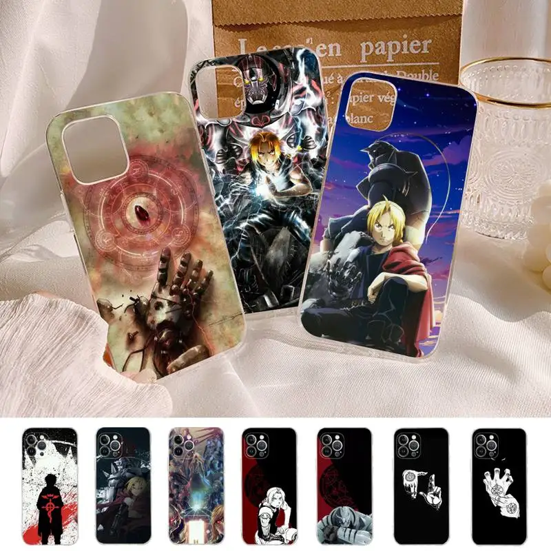 

Fullmetal Alchemist Elric BRO Phone Case For iPhone 11 12 13 14 Mini Pro Max XR X XS TPU Clear Case For 8 7 6 Plus SE 2020