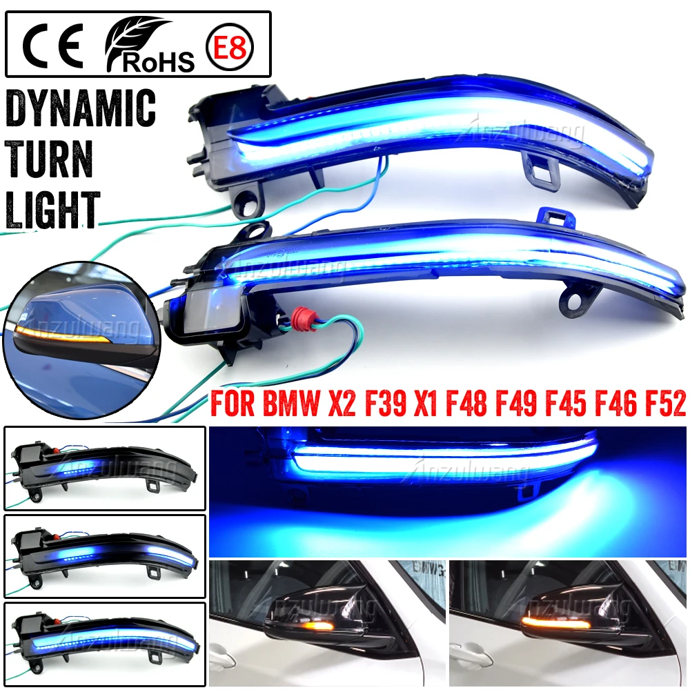 

LED Dynamic Turn Signal Blinker Sequential Side Mirror Indicator Light Lamp For BMW X1 F48 2016-2018 2 Series F45 F46 X2 F39