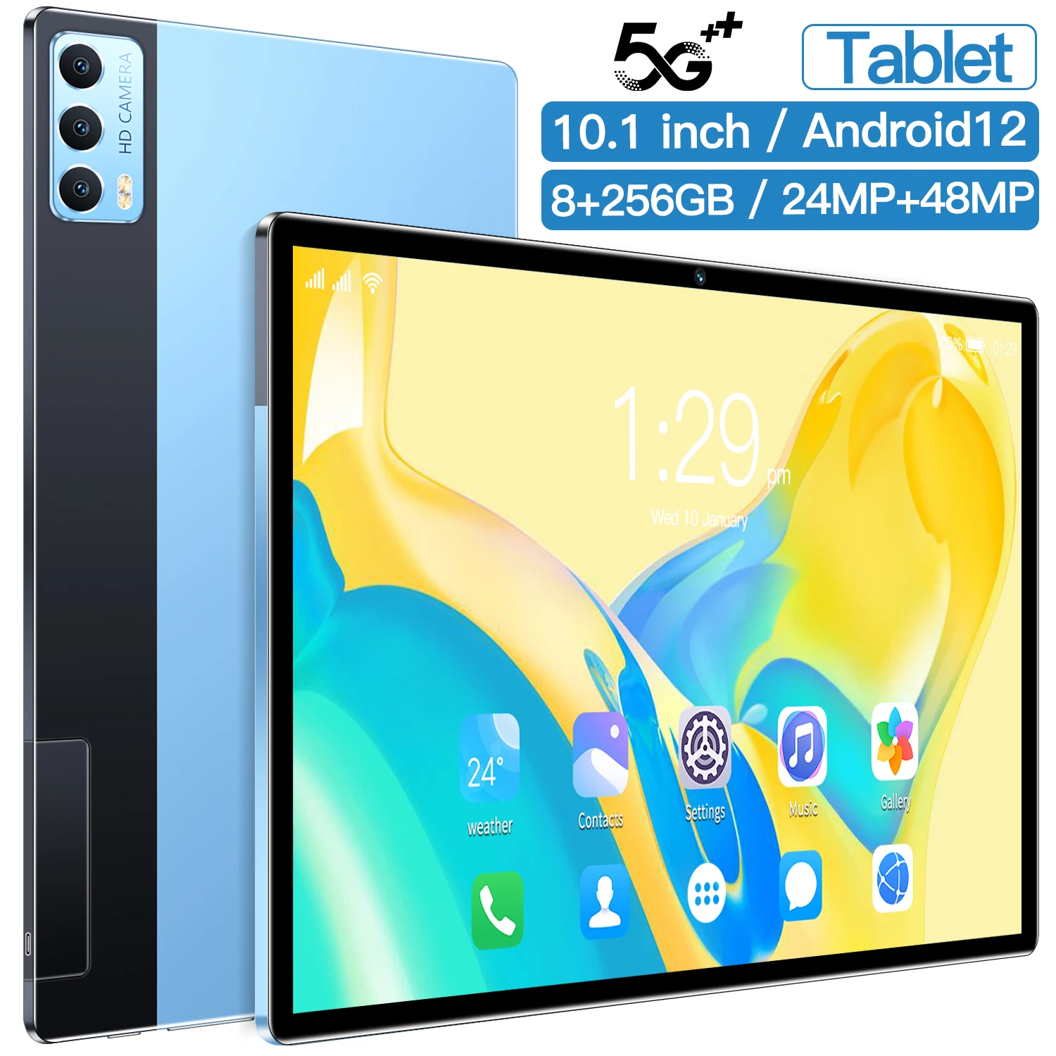 

New 10.1 Inch Tablet Pc Android 12 Octa Core 3G Network Google Play 8GB RAM 256GB ROM Dual Cameras Dual SIM Phone Tablets