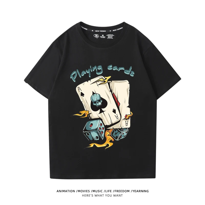 

2023 Scull Poker Designer T-shirts Luxury Graphic Cotton Shirts Oversized Breathable Unisex Men Clothes Women Tees Fashion Tops