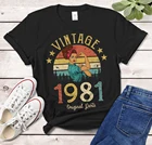 1981 Оригинальная футболка в винтажном стиле, 41 год, подарок на первый день рождения