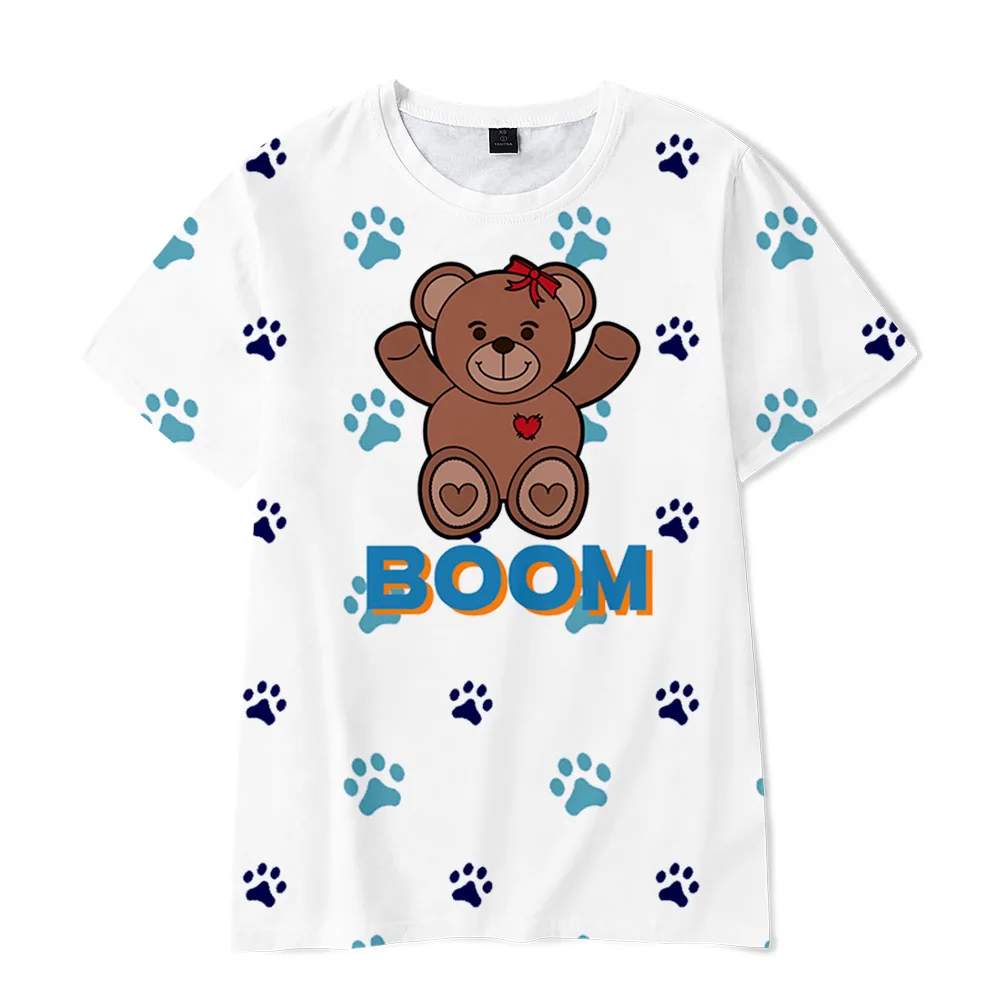 

Футболка с принтом медведя, летняя Милая футболка для мальчиков и девочек, детская повседневная футболка с милым мультяшным рисунком и коро...