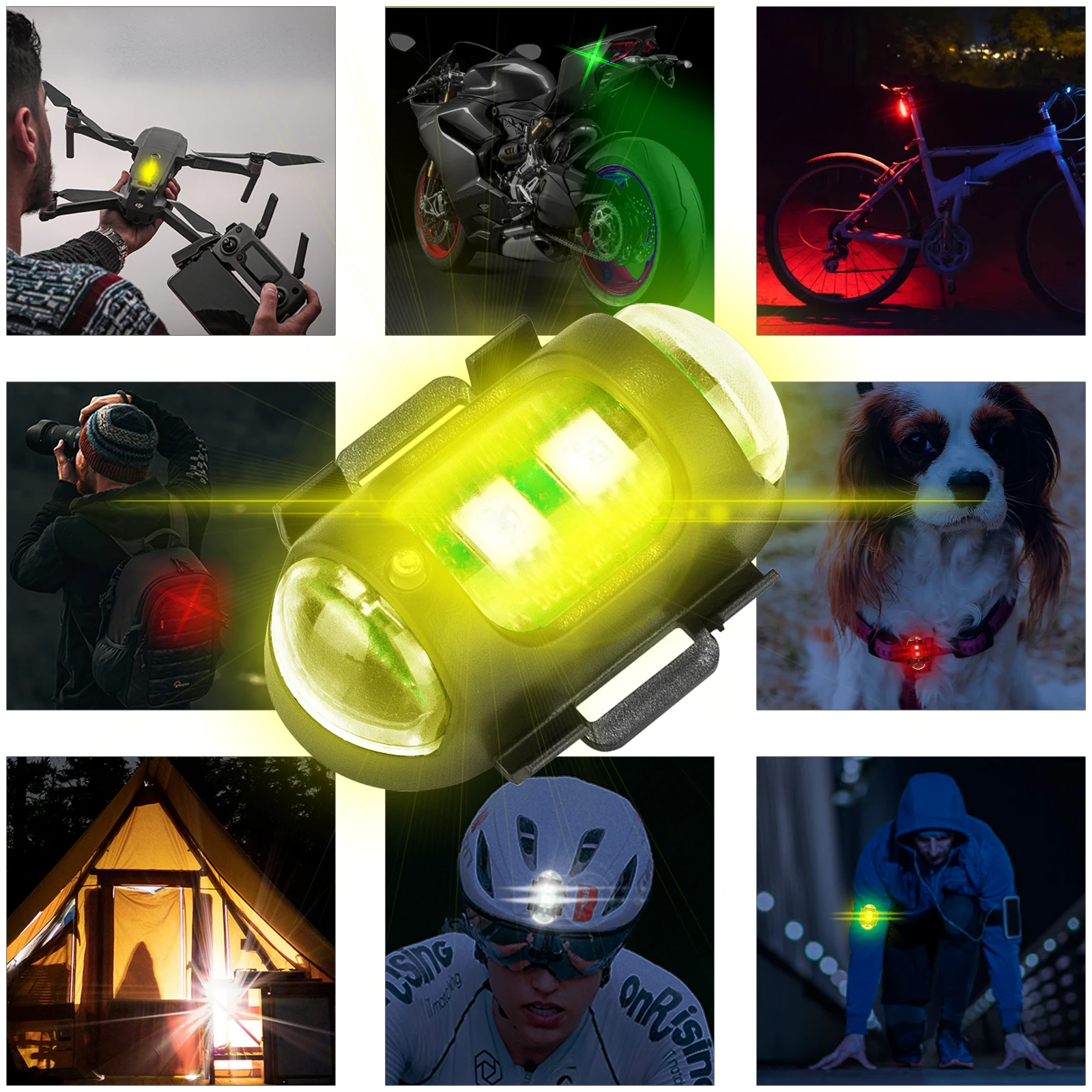 

2Pcs Strobe LED RGB Anti-Collision Signal Warning Light for Drone Outdoor Cycling Riding Motorcycle Bicycle Tail Lights Camping