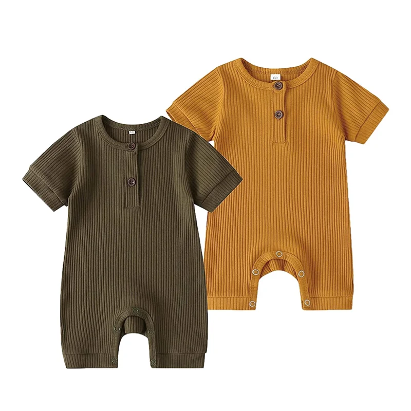

Baby Boy Girl Solid Romper Short/Long Sleeve One Piece Jumpsuits Clothes