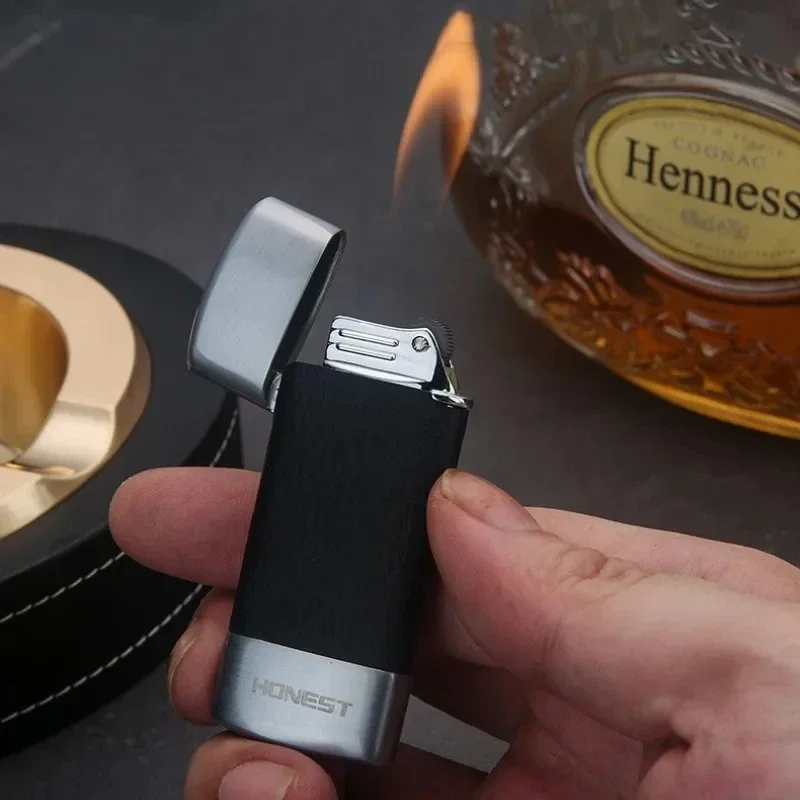 HONEST кожаная металлическая газовая зажигалка креативная ретро старомодная