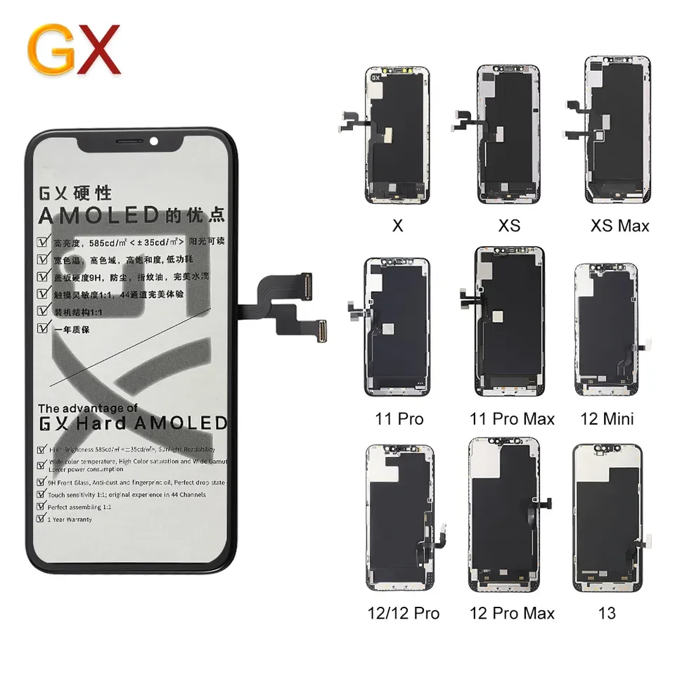 

GX AMOLED For iPhone XS Display XSMAX XR 11 OLED Best GX Hard OLED For iPhone X LCD Screen AMOLED Digitizer Assembly Replacement