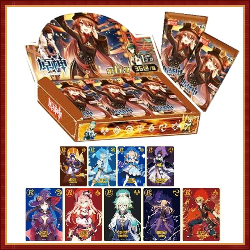 

KAYOU Anime Peripherals Yikatang Yuanshin Sixth Bullet Huaye Edition A Box of 36 Packs of 216 Sheets Toy Gift CardCollectionGift