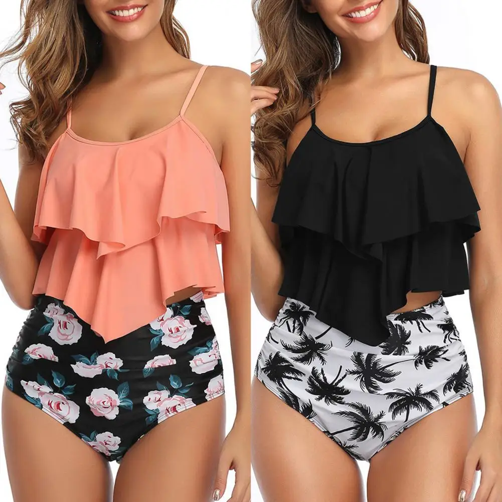 

Купальник сексуальный раздельный бикини из двух частей с высокой талией привлекательные бретельки с принтом раздельный купальник