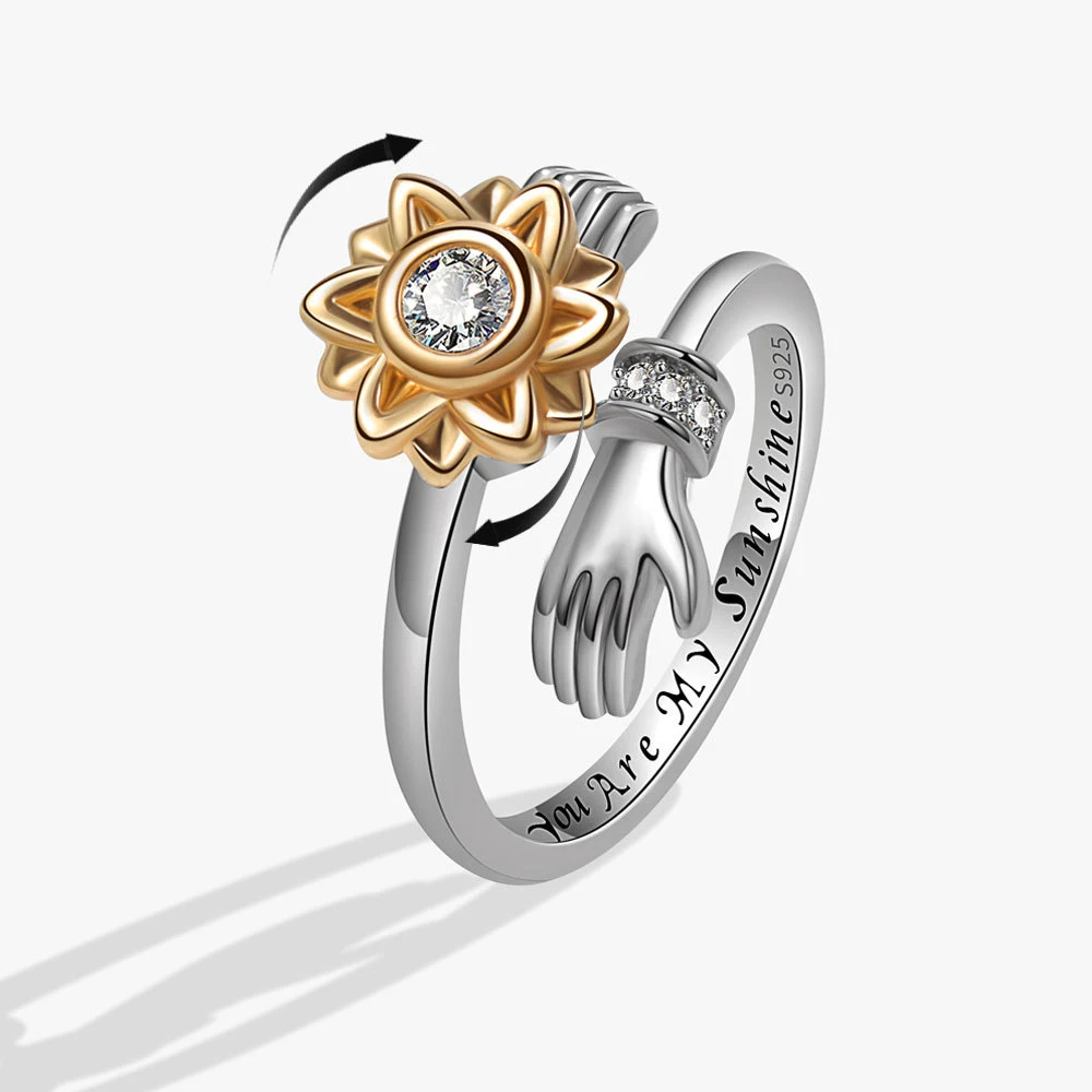 

New Fashion Silver Color Personalized Rotary Sunflower Women's Open Ring Jewelry Gift Free Shipping AJ513