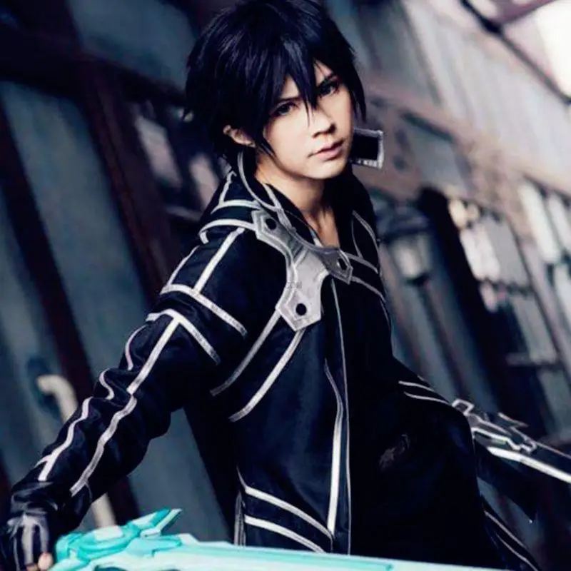 

Game Sword Art Online SAO Kirito Kirigaya Kazuto Robe Cosplay Costume Long Overcoat Trench Coat Eugeo cosplay Adult Full Set Men