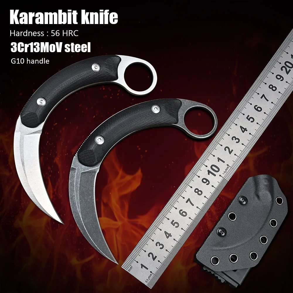 

Нож-керамбит из материала G10, ножи, охотничий нож для выживания, нож с фиксированным клинком, тактический нож для повседневного использования, нож для кемпинга Csgo Kydex Utility