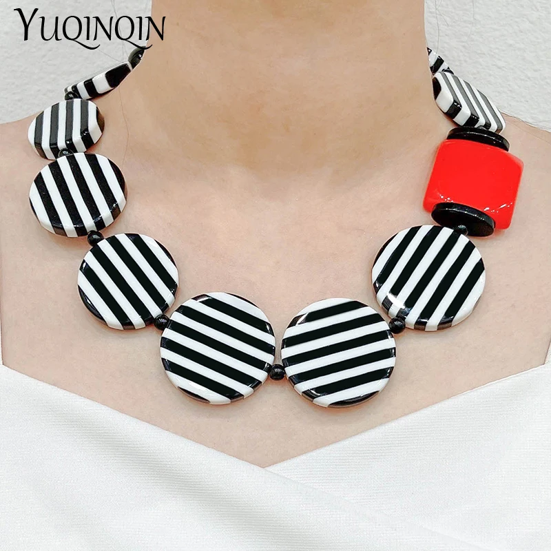 

New Colorful Bohemian Choker Necklaces for Women Short Chain Punk Beaded Necklaces for Girls Travel Trendy Resin Jewelry Gifts