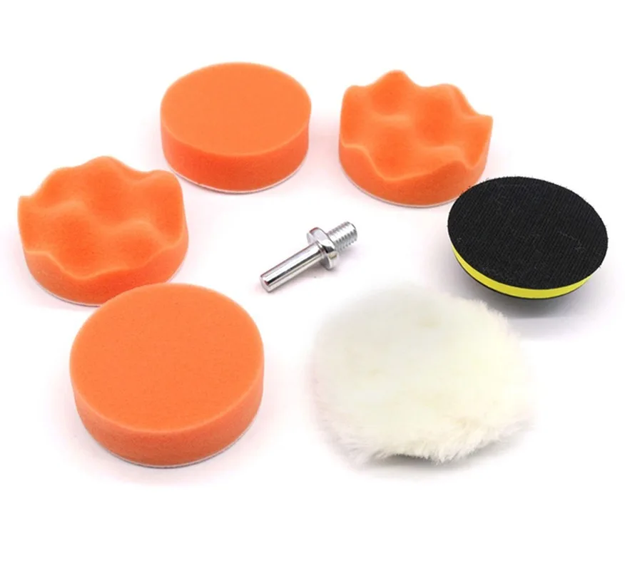 

7pcs/set 3" Car Sponge Polishing Pad Set Polishing Buffer Waxing Adapter Drill Kit for Auto Body Care Headlight Restoration Kit