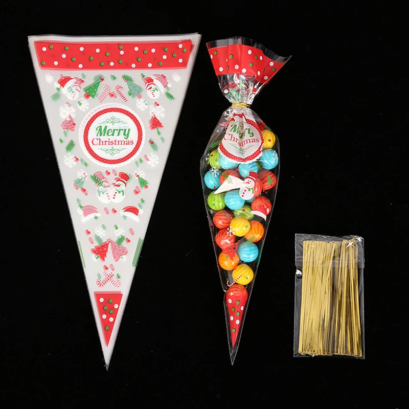 100 рождественских мешков с конусами рождественские шляпы снежные фигурки