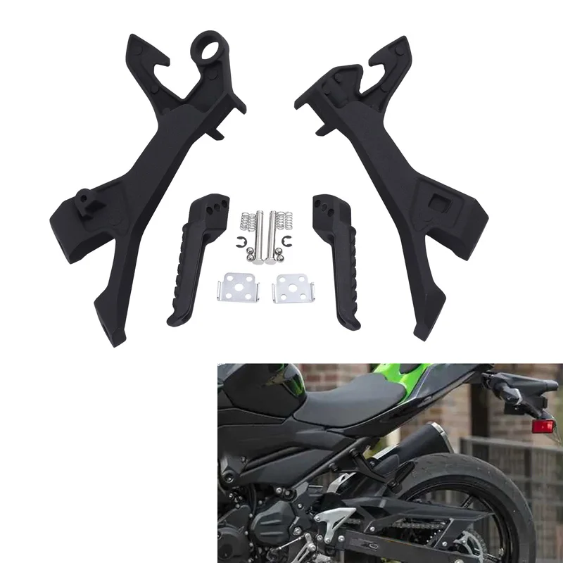 

Motorcycle Sand Black/Black Rear Footrest Footpegs Bracket For Kawasaki Z400 2019-2023 Ninja 400 EX400 2018-2023