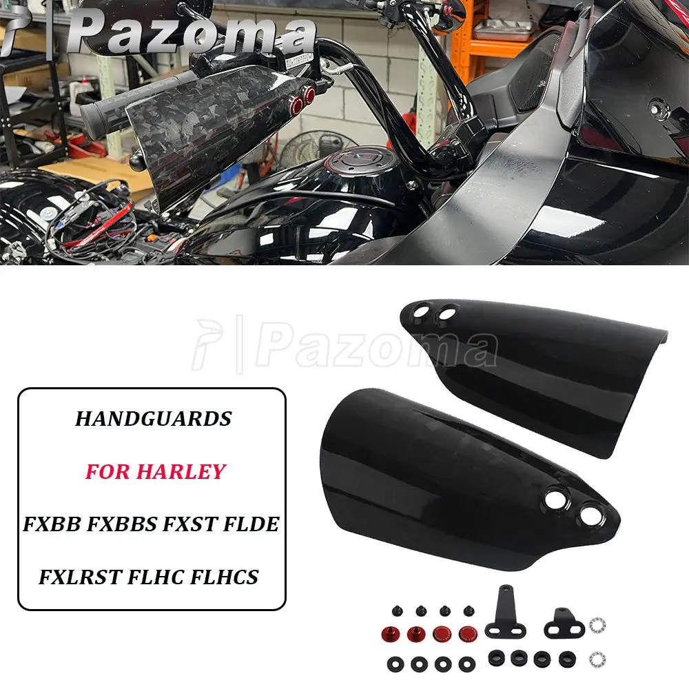 Фото Карбоновые поручни для Harley Softail FXBB FXBBS FXST FXLRST FLDE FLHC FLHCS PAZOMA, защита рук для мотоцикла, защита от ветра №1