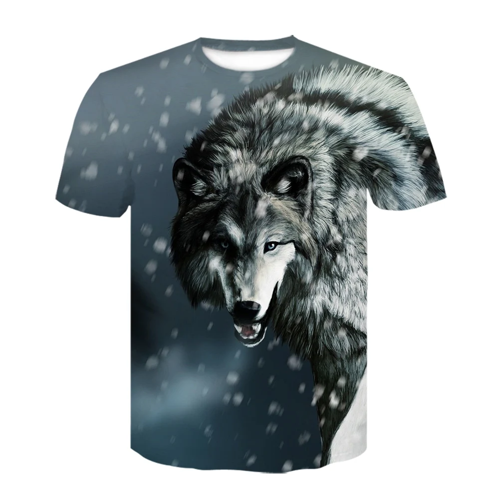 

New 3D Animal Wolf Cool Funny T-shirt Summer Harajuku Printed Top T-shirt Personalized Short Sleeve Fashionable Male T-shirt