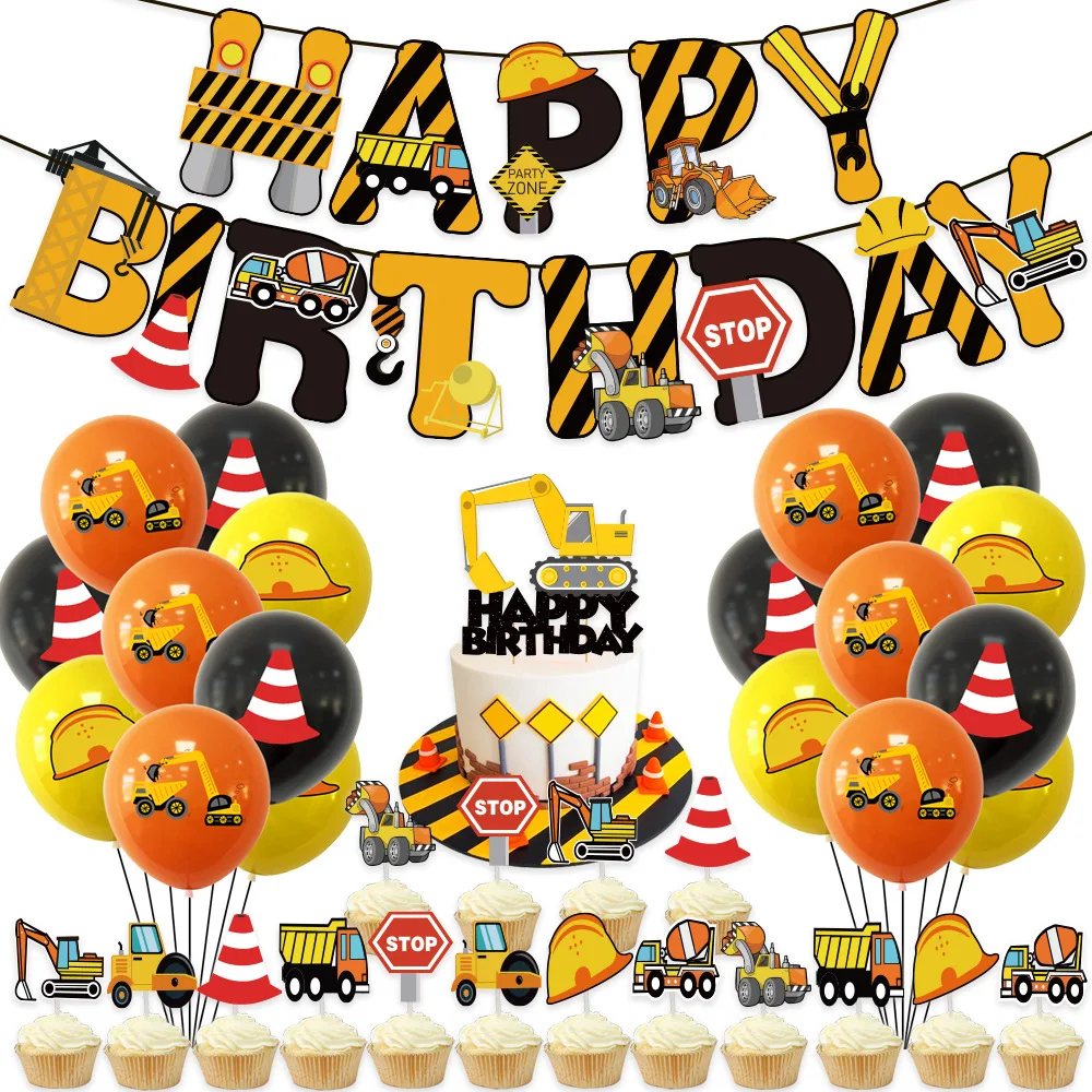 

Construction Truck Theme Decorative Balloons For Party Children Birthday Party Supplies Kids Favors Bulldozer Excavator DIY Gift