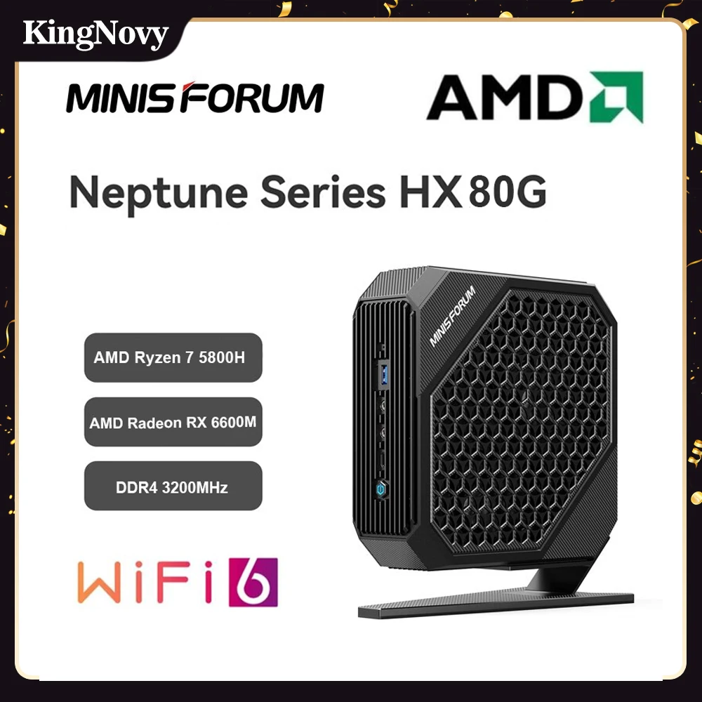 

MinisForum HX80G Mini PC Gamer AMD Ryzen 7 5800H Radeon RX 6600M 8G Windows 11 Max 64G DDR4 2T PCIE SSD Desktop Gaming Computer