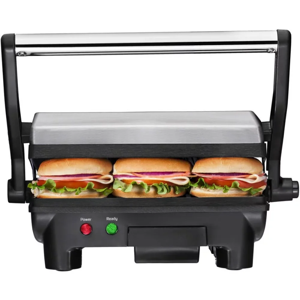 

Chefman Electric Stainless Steel 180° Panini Press, Black, 10 x 8-inch Surface