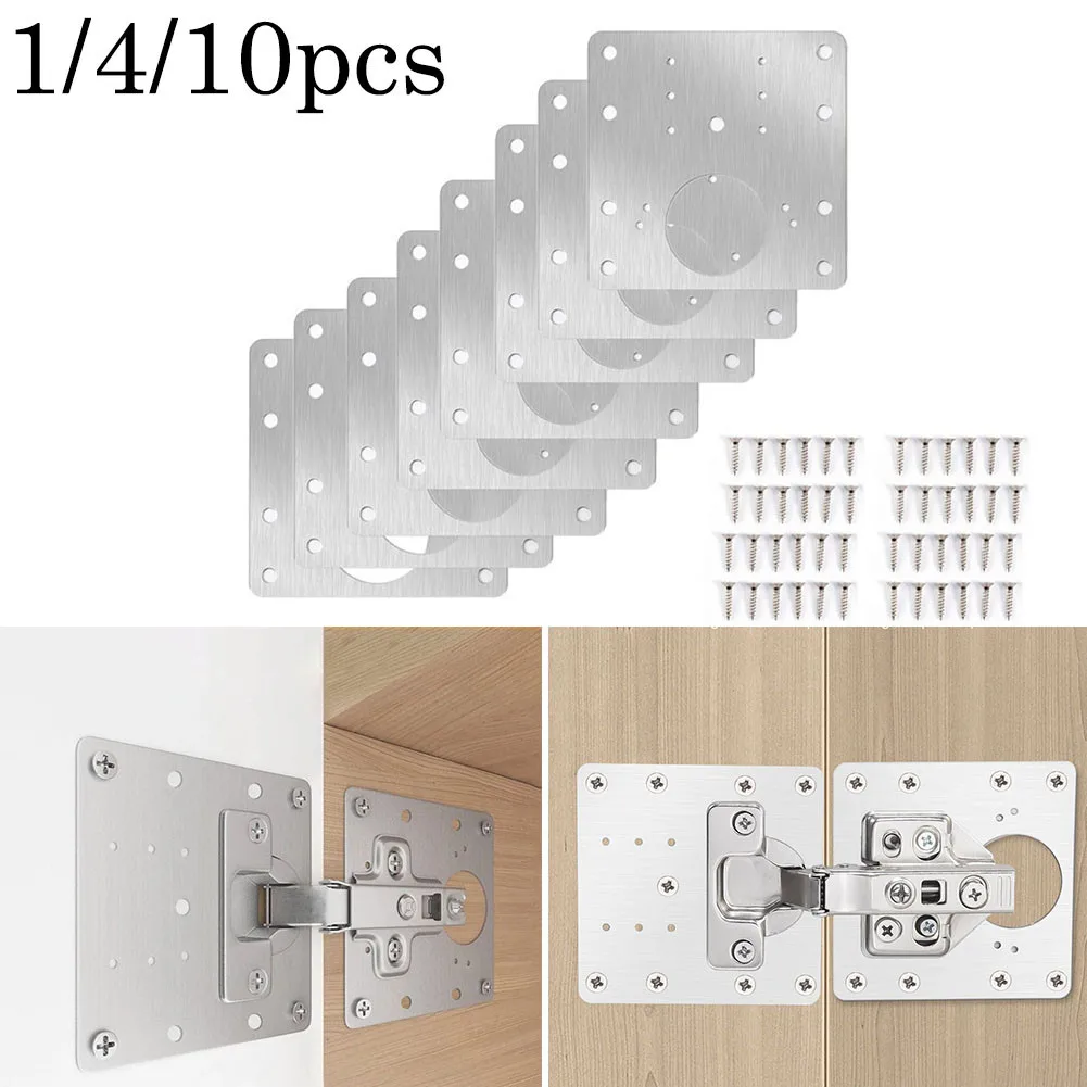 

1/2/4/10PCS Hinge Repair Plate Cabinet Cupboard Door Hinge Mounting Rust Resistant Steel Furniture Cupboard Door Repair Mount