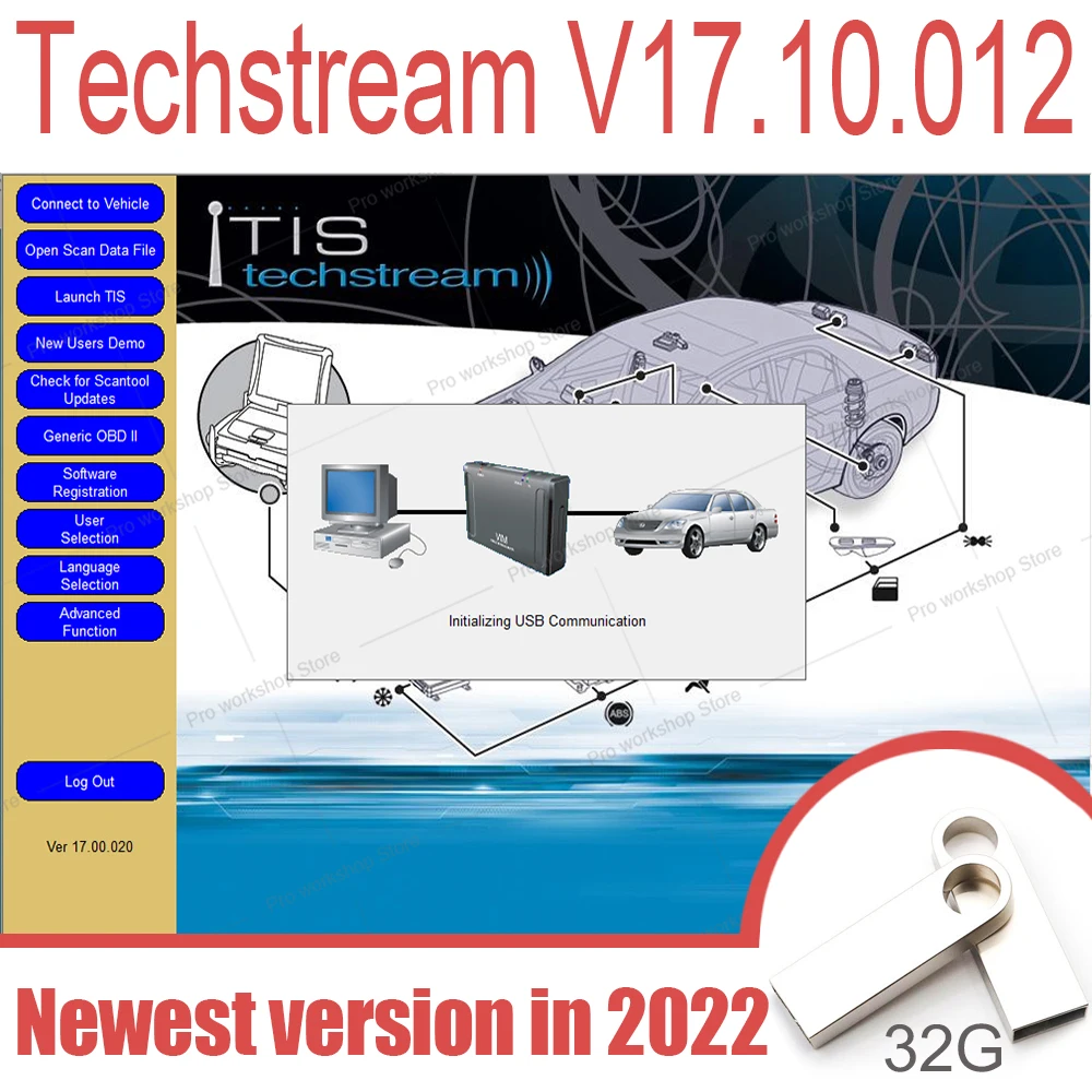 

Latest version in 2022 mini vci Techstream V17.10.012 for Toyota car scanning software For MINI VCI OTC Scanner coding diagnose