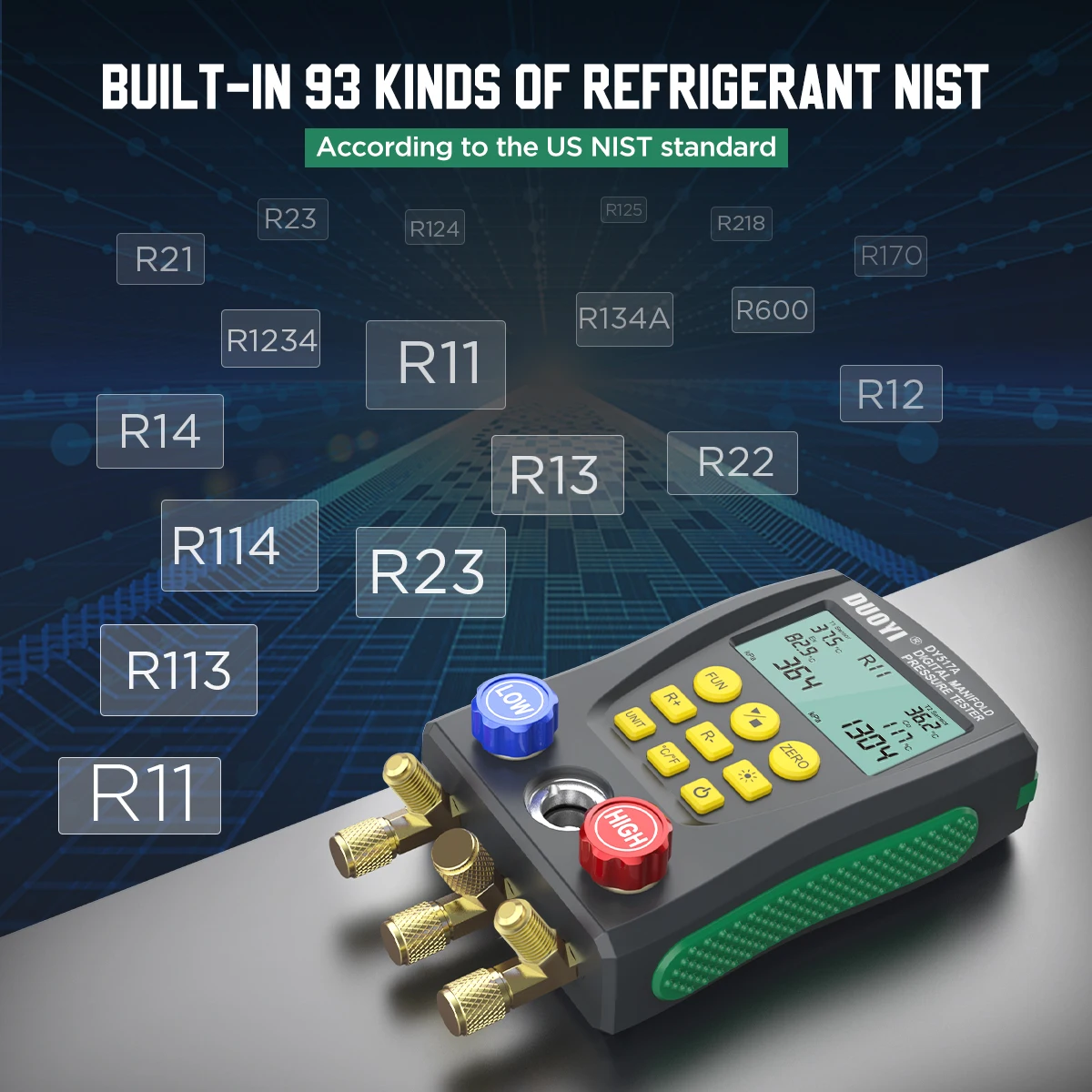Цифровой манометр DUOYI DY517A измеритель давления в вакууме для кондиционирования