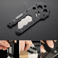 multifunction climbing edc keychain box cutter outdoor tools camping hiking stainless steel fold knife hex wrench bottle opener