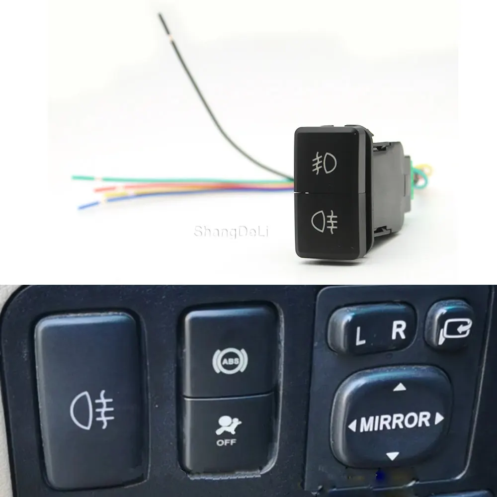 

1PC Car Dual Key Switch Differential Lock BSM LED DRL Spotlight Switch Button For Toyota Reiz Hilux Prado 120 FJ