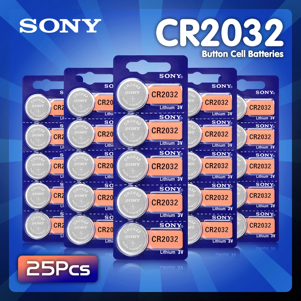

SONY 25Pcs 3V CR2032 Button Coin Cell Batteries High Capacity ECR2032 KL2032 5004LC Lithium Battery For Toys Remote Watch