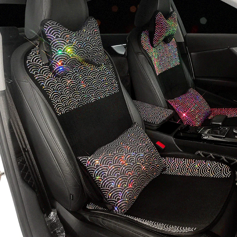 Bling Car Seat Covers Set Universal Fit Universal Car Seat Cover Silvery Diamond Auto Interior Seat Cushion Accessories Women Bling Car Seat Covers Set Universal Fit Universal Car Seat Cover Silvery Diamond Auto Interior Seat Cushion Accessories Women