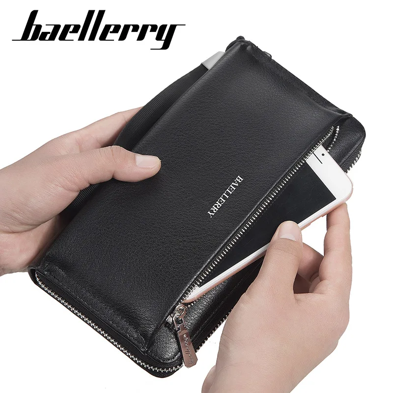 High Capacity Long Men Wallet Luxury PU Leather Coin Purse Male Zipper Clutch Money ID Credit Bank Card Holder Mobile Phone Bag