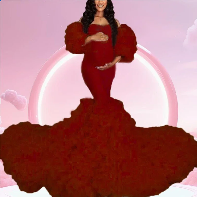 Лидер продаж платья Для Беременных Тюлевое Платье макси фотосессии детский душ с