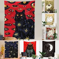 cat coven tapestry printed witchcraft hippie wall hanging bohemian wall tapestry mandala wall art aesthetic room decor 2022 new