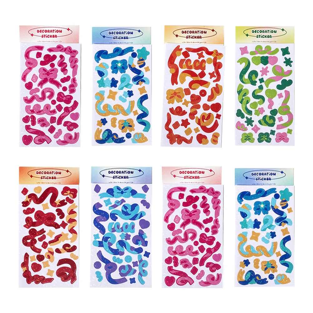 

8 Sheets Presents Stickers Photo Album Stickers Handbook Stickers Sheet Flower Gift Sticker Adhesive Scrapbooking Stickers