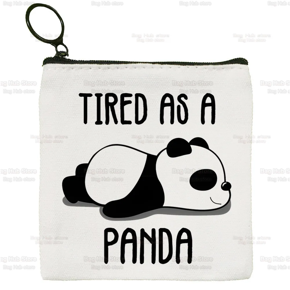 Panda I'm Not Lazy I Just Enjoy Doing Nothing Coin Purse Female Small Purse Mini Clutch Bag Cute Canvas Key Case Coin Purse