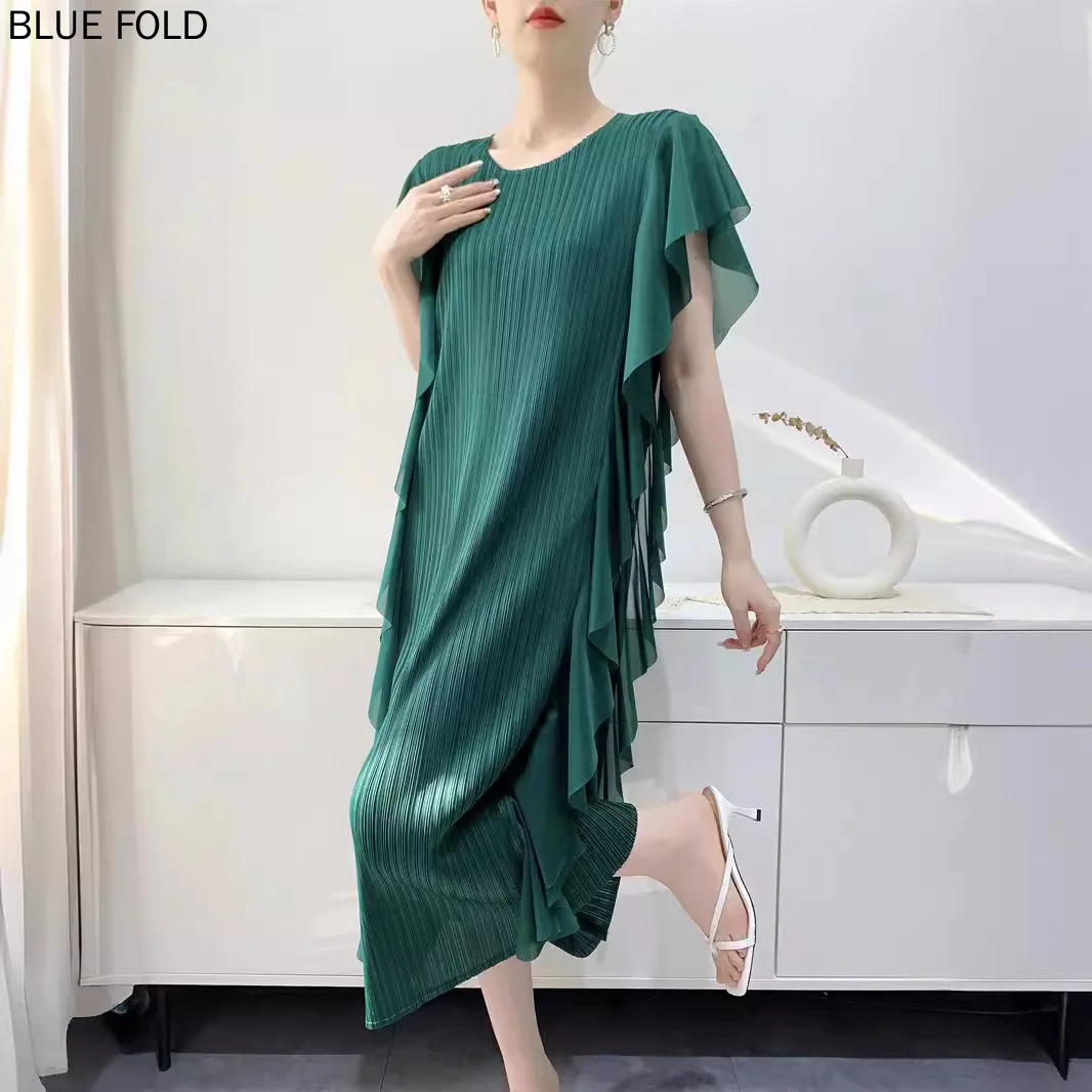 Летнее плиссированное платье MIYAKE для женщин дизайнерское кружевное средней