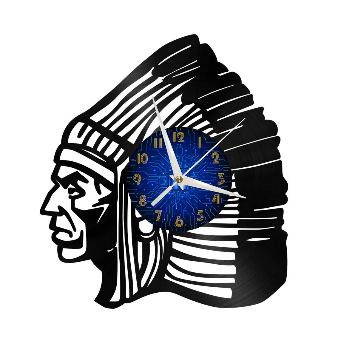 

Indians Vinyl Wall Clock, Vinyl Record Clock Wall Art Black 12 Inch for Living Room Bedroom