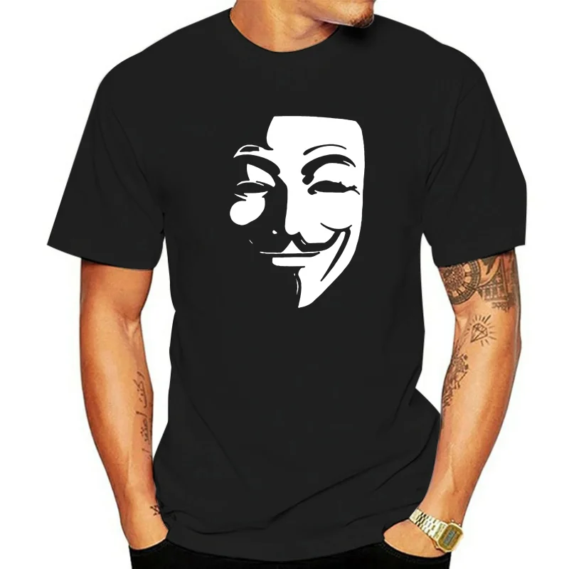 Summer V for Vendetta Anonymous Guy Fawkes Mask Men T Shirts O Neck Short Sleeve Vintage Tops Male Tees Tshirts Holi Ok