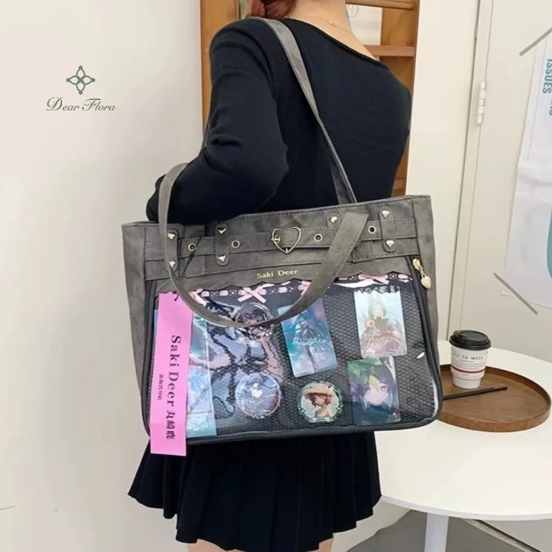 Y2k Уличная одежда для девочек сумки Ita крутая прозрачная сумка на плечо большой