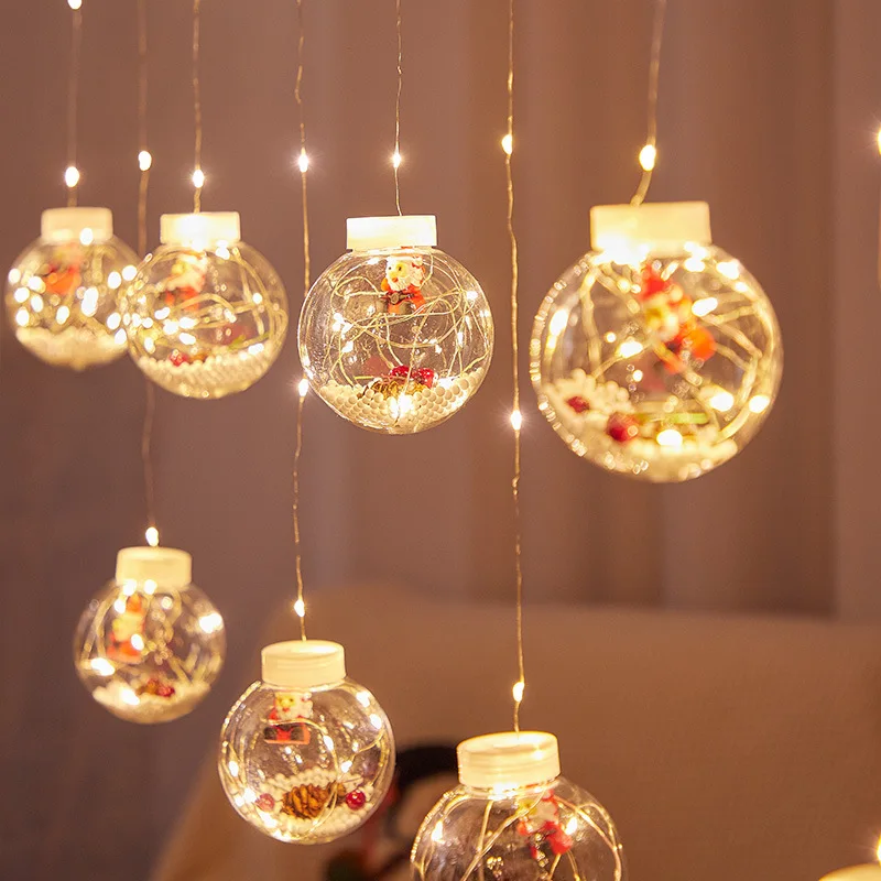 

Рождественское украшение, оформление праздника, дизайнерская гирлянда с шариком, штора, украшение для домашней комнаты, сказочный элемент, подарок на Новый год 2024