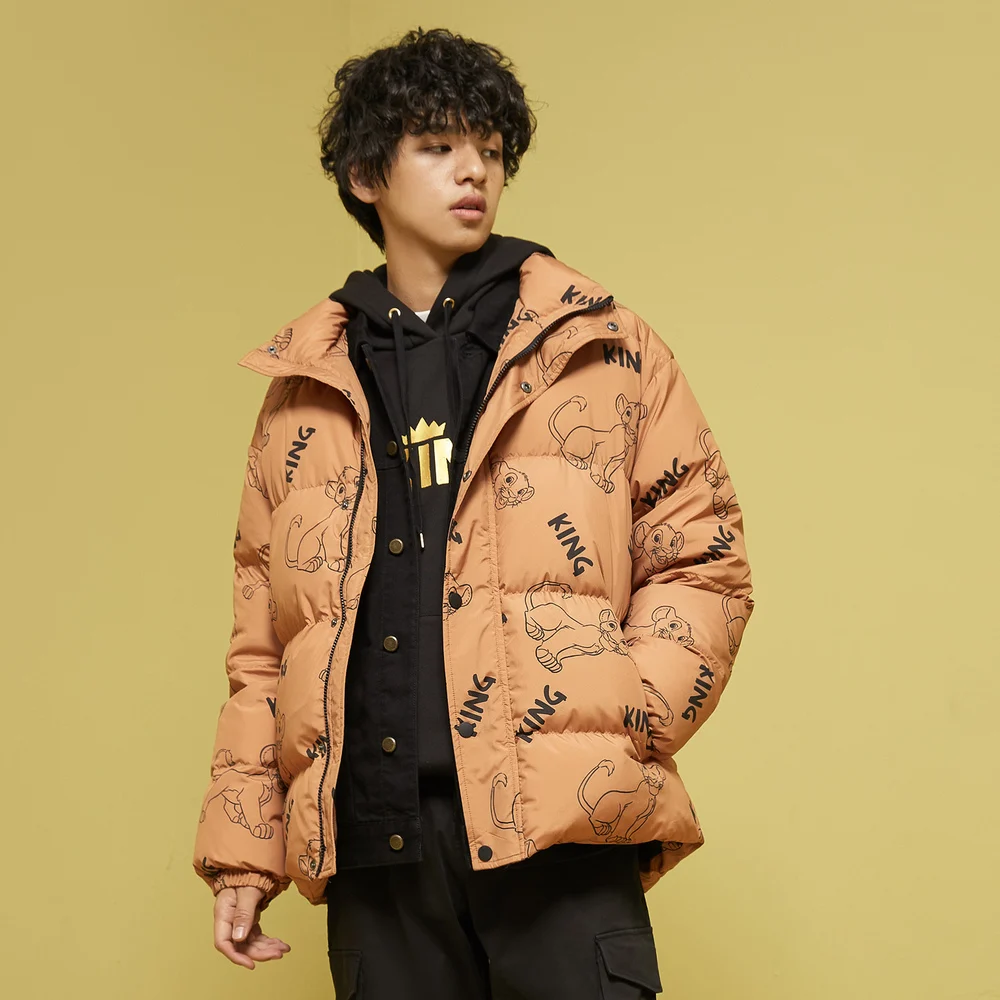 Metersbonwe Printed Down Jacket Men and Woven Loose 90% Gray Duck Down Couple Down Jacket Boy Warm Winter Coat Girl Outerwear