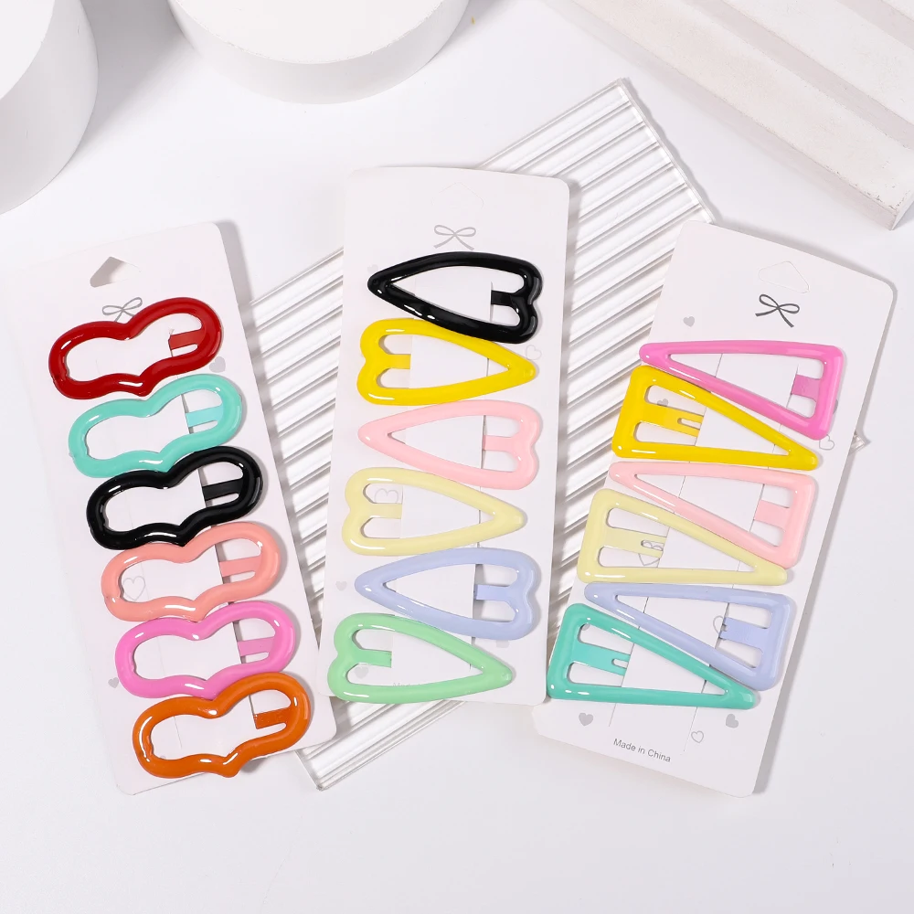 

6Pcs/Set New Women Girls Cute Colorful Triangle Hairpins Sweet Heart Hair Clips BB Clip Barrettes Hair Headwear Hair Accessories