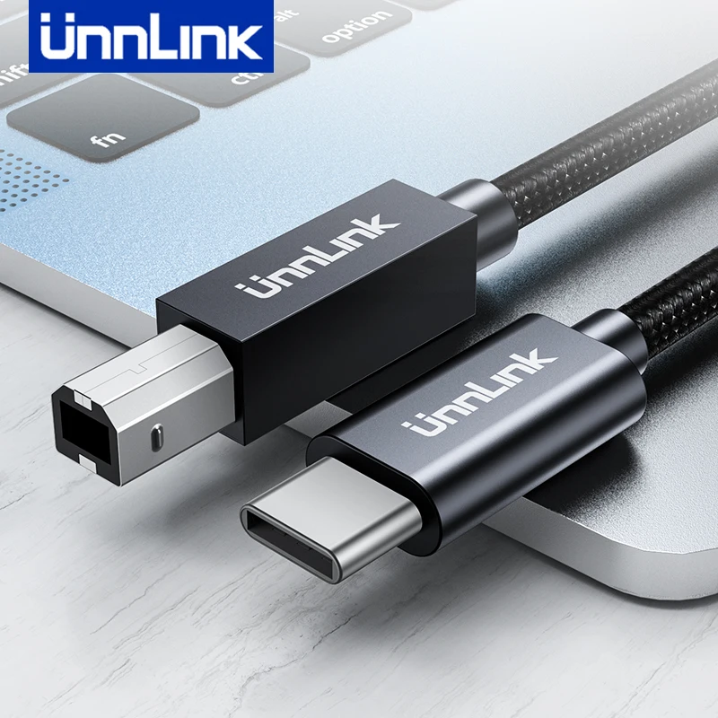 

Unnlink Type C to USB B 2.0 Printer Cable Braided Scanner Cord for Epson MacBook Pro HP Canon Brother Samsung Printer