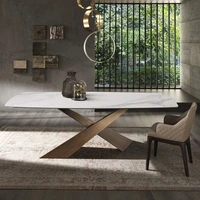 italian light luxury rock slab dining table luxury stone glossy square table modern minimalist home dining table