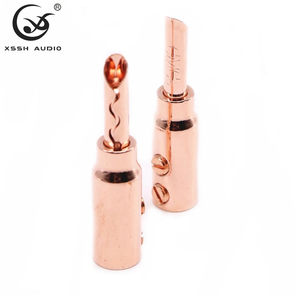 Банановые штекеры XSSH YIVO 4 шт. Hi-end HiFi OEM ODM аудио-видео цвет красный медное покрытие